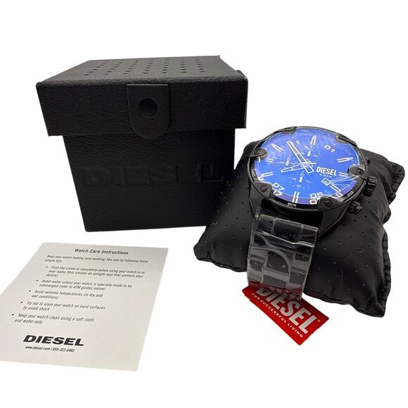 Diesel Men's Watch Spiked DZ4609 Stainless Steel Bracelet 49mm Black-Tone - Picture 1 of 12